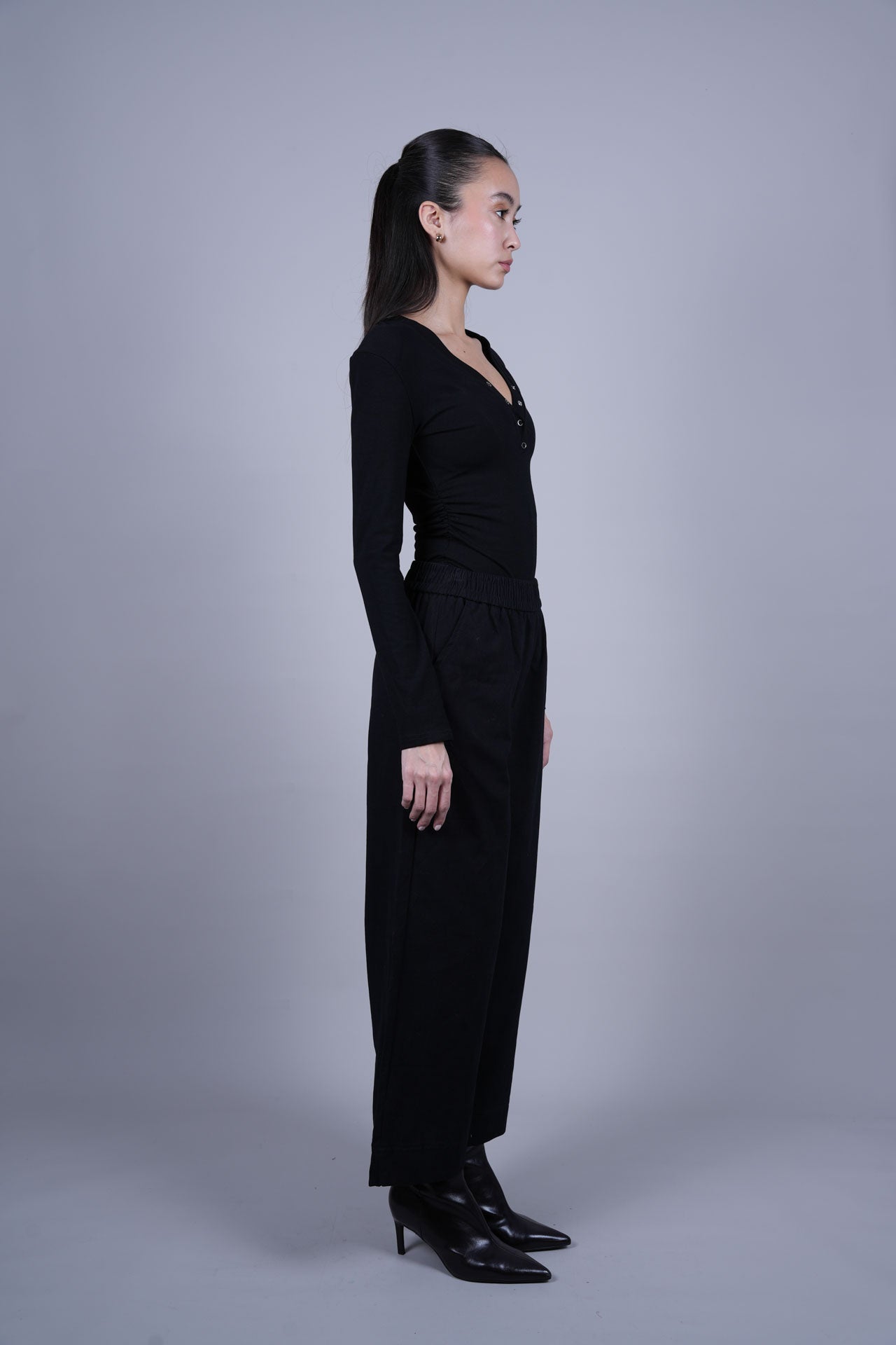 ELASTIC WAIST WIDE LEG PANTS