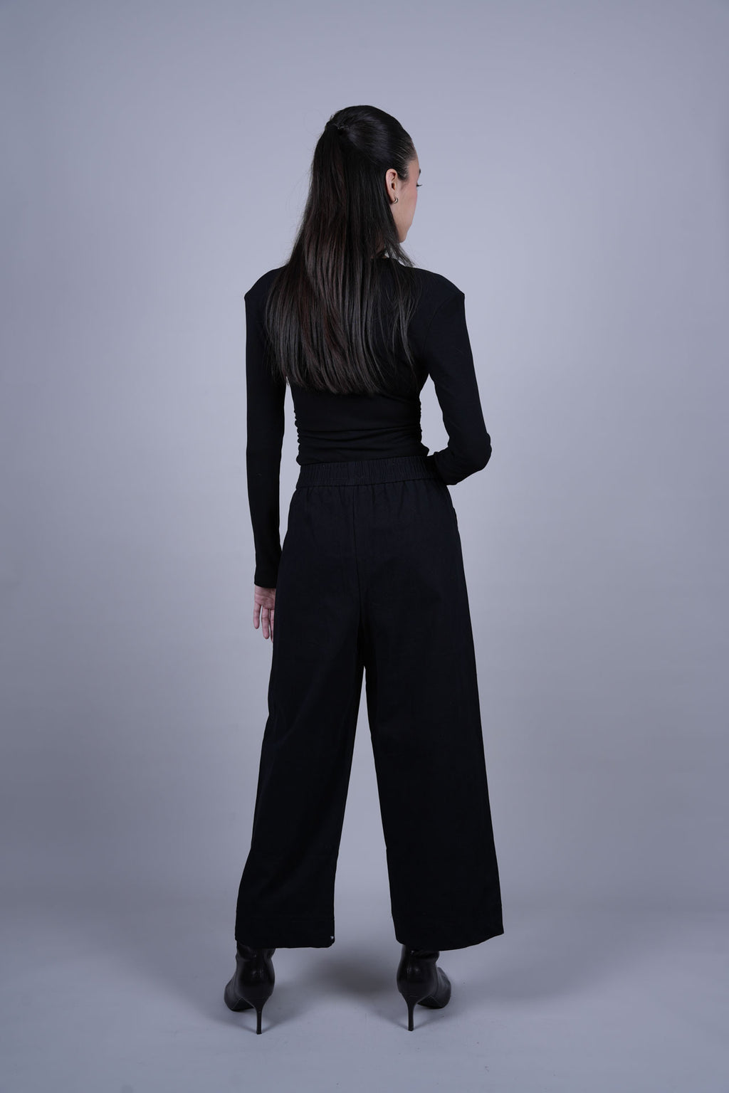 ELASTIC WAIST WIDE LEG PANTS