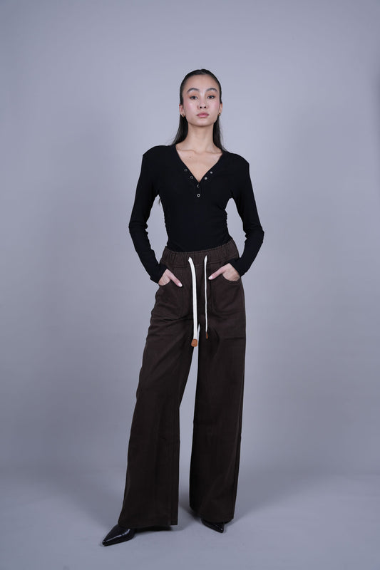 DRAWSTRING WIDE LEG PANTS