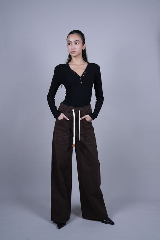 DRAWSTRING WIDE LEG PANTS