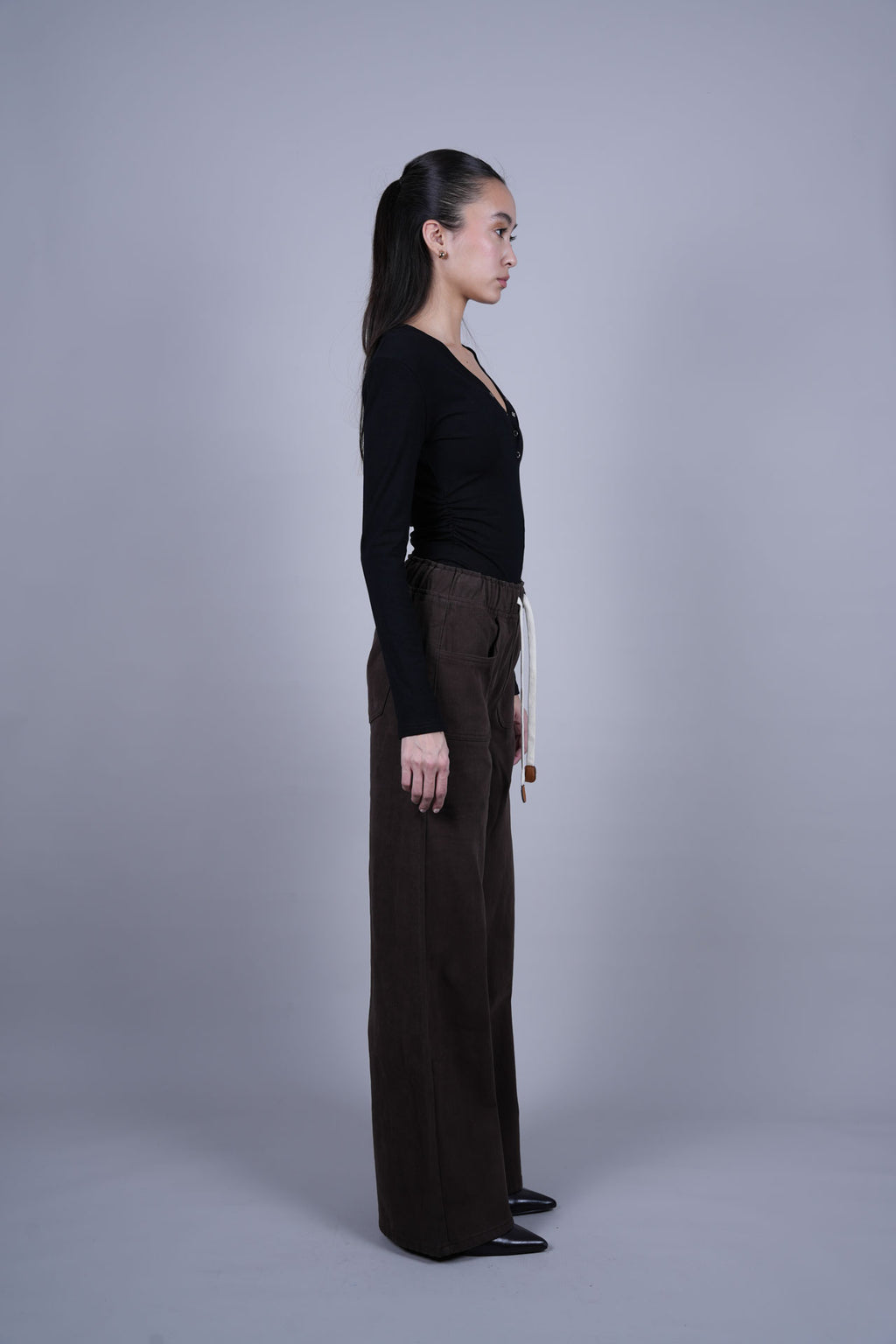 DRAWSTRING WIDE LEG PANTS