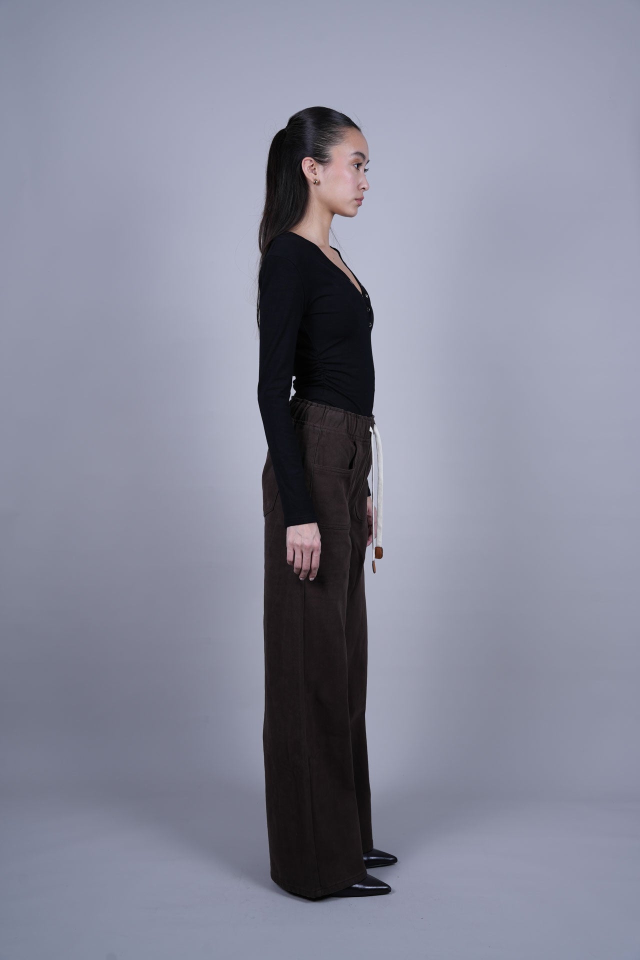 DRAWSTRING WIDE LEG PANTS