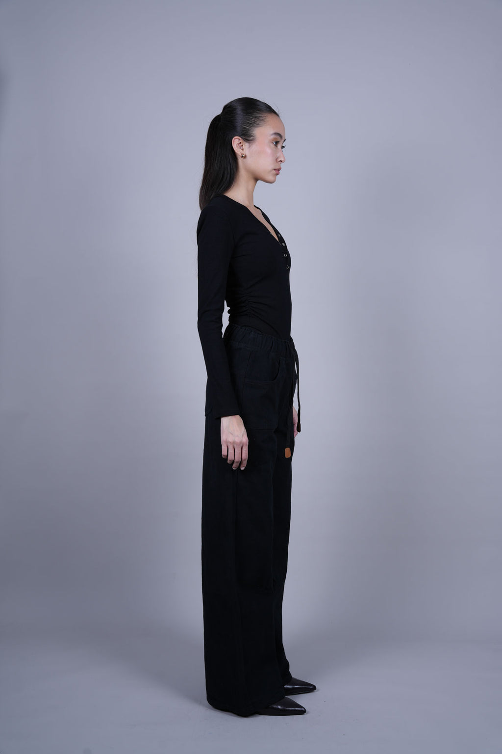 DRAWSTRING WIDE LEG PANTS