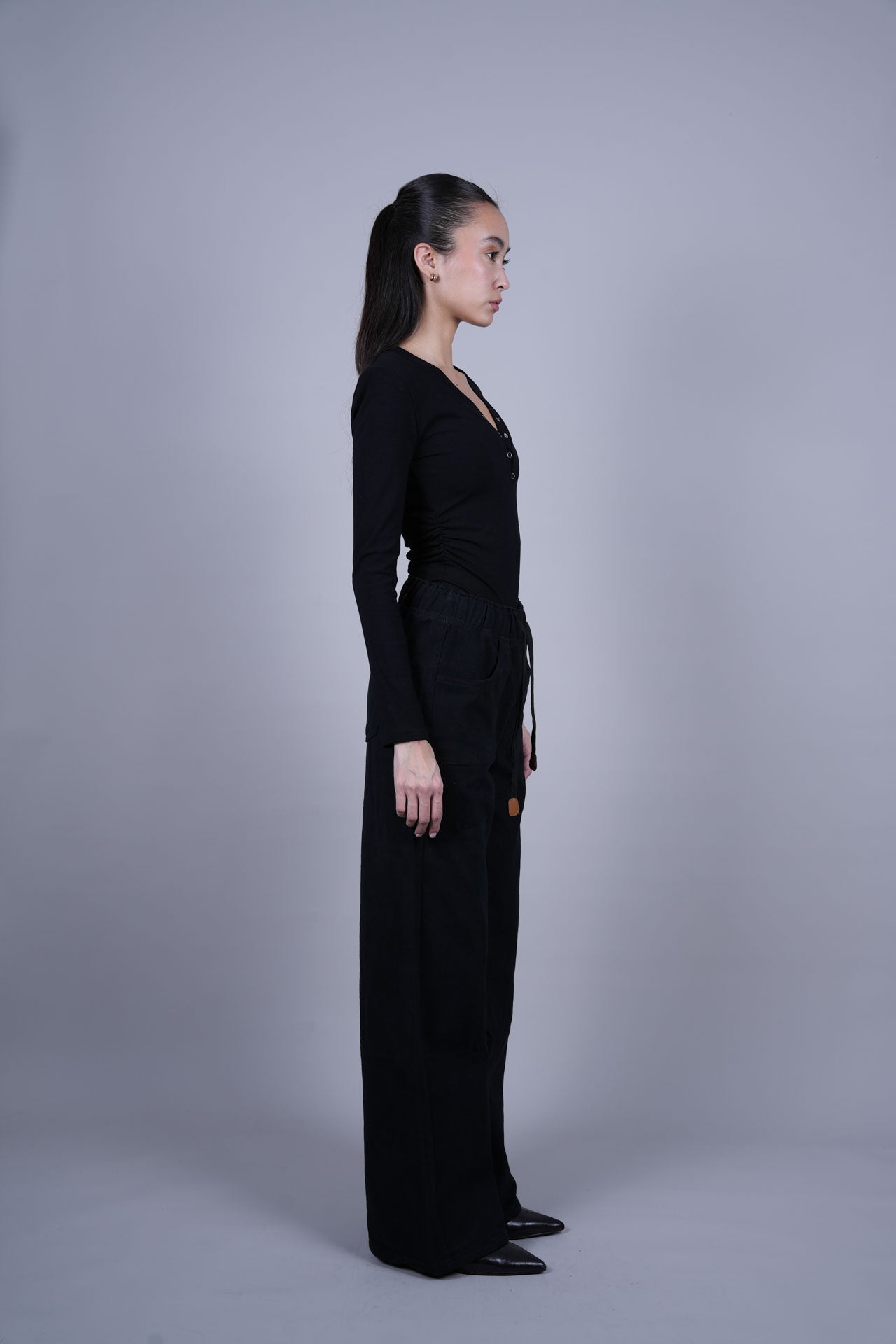 DRAWSTRING WIDE LEG PANTS