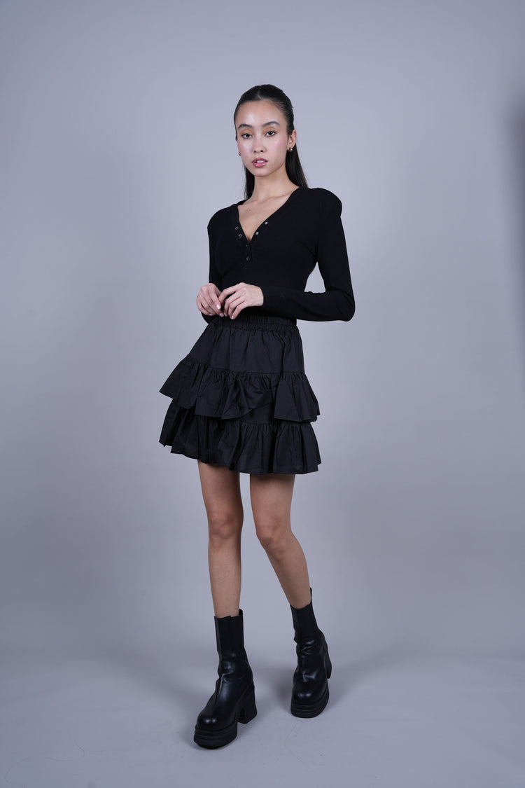 LAYERED RUFFLE MINI SKIRT