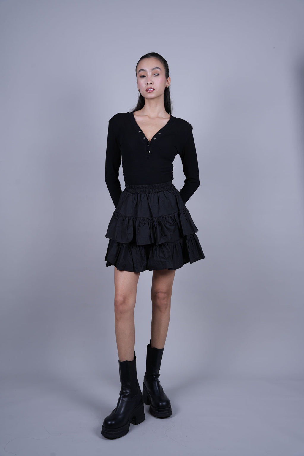 LAYERED RUFFLE MINI SKIRT