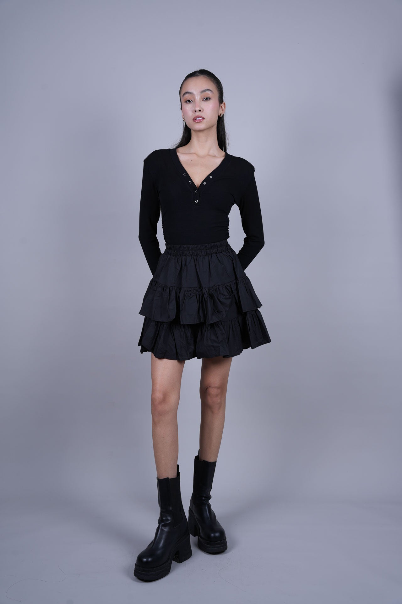 LAYERED RUFFLE MINI SKIRT