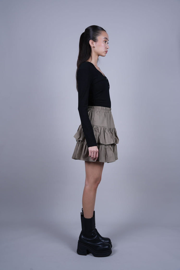 LAYERED RUFFLE MINI SKIRT