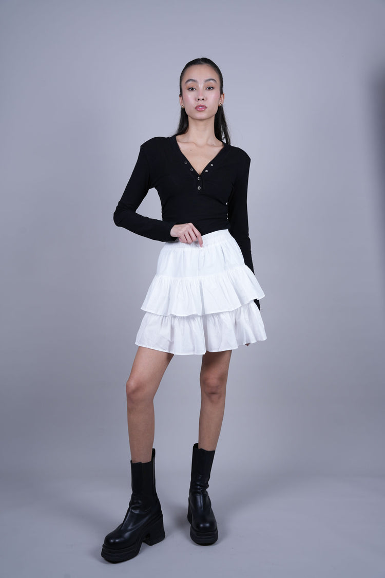 LAYERED RUFFLE MINI SKIRT