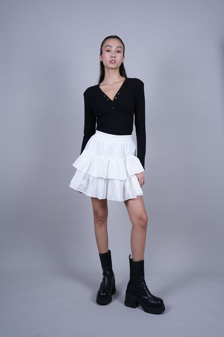 LAYERED RUFFLE MINI SKIRT