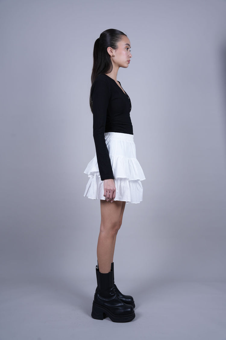 LAYERED RUFFLE MINI SKIRT