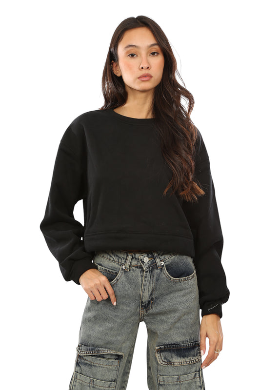 VELVET-LINED CROPPED SWEATER