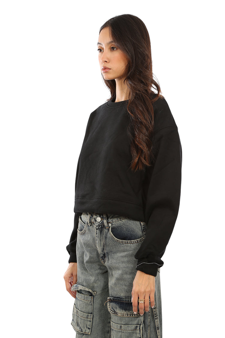 VELVET-LINED CROPPED SWEATER