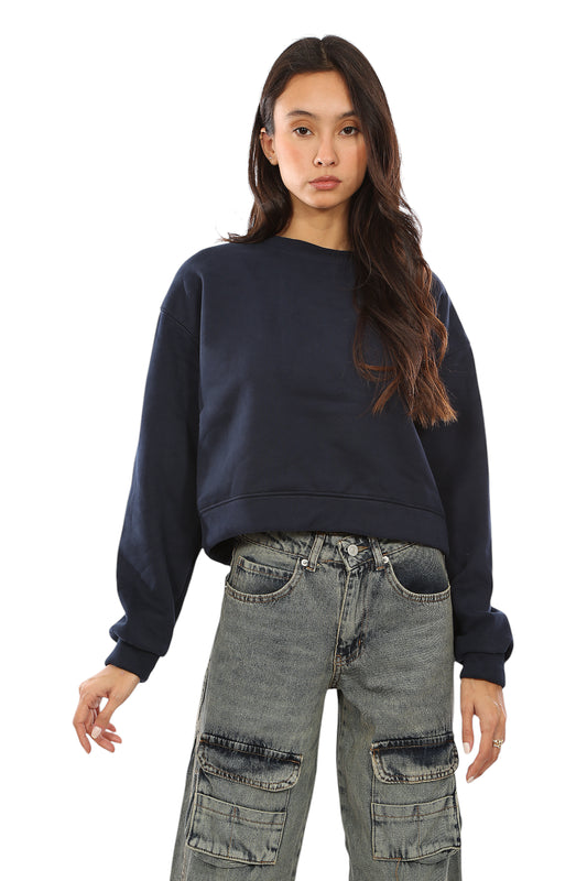 VELVET-LINED CROPPED SWEATER