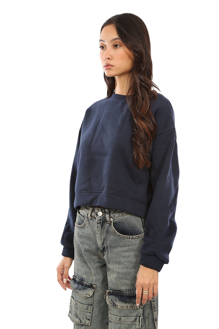 VELVET-LINED CROPPED SWEATER