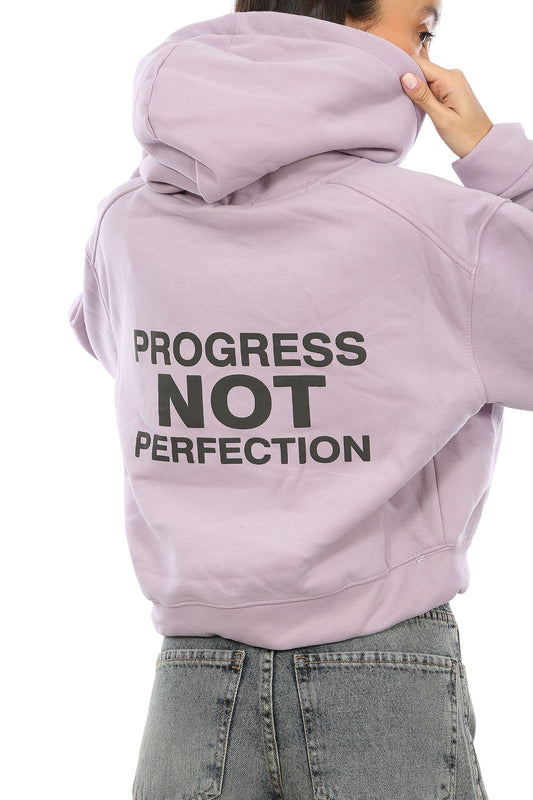 PROGRESS PRINTED VELVET-LINED CROPPED HOODIE