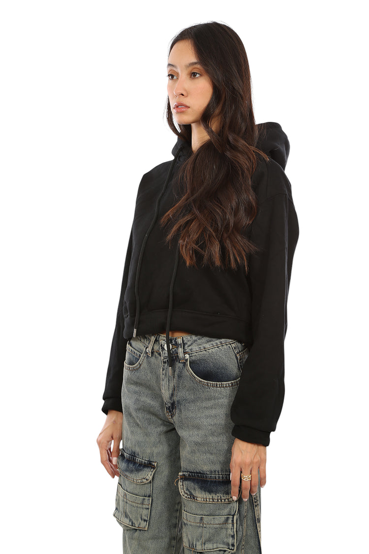 PROGRESS PRINTED VELVET-LINED CROPPED HOODIE