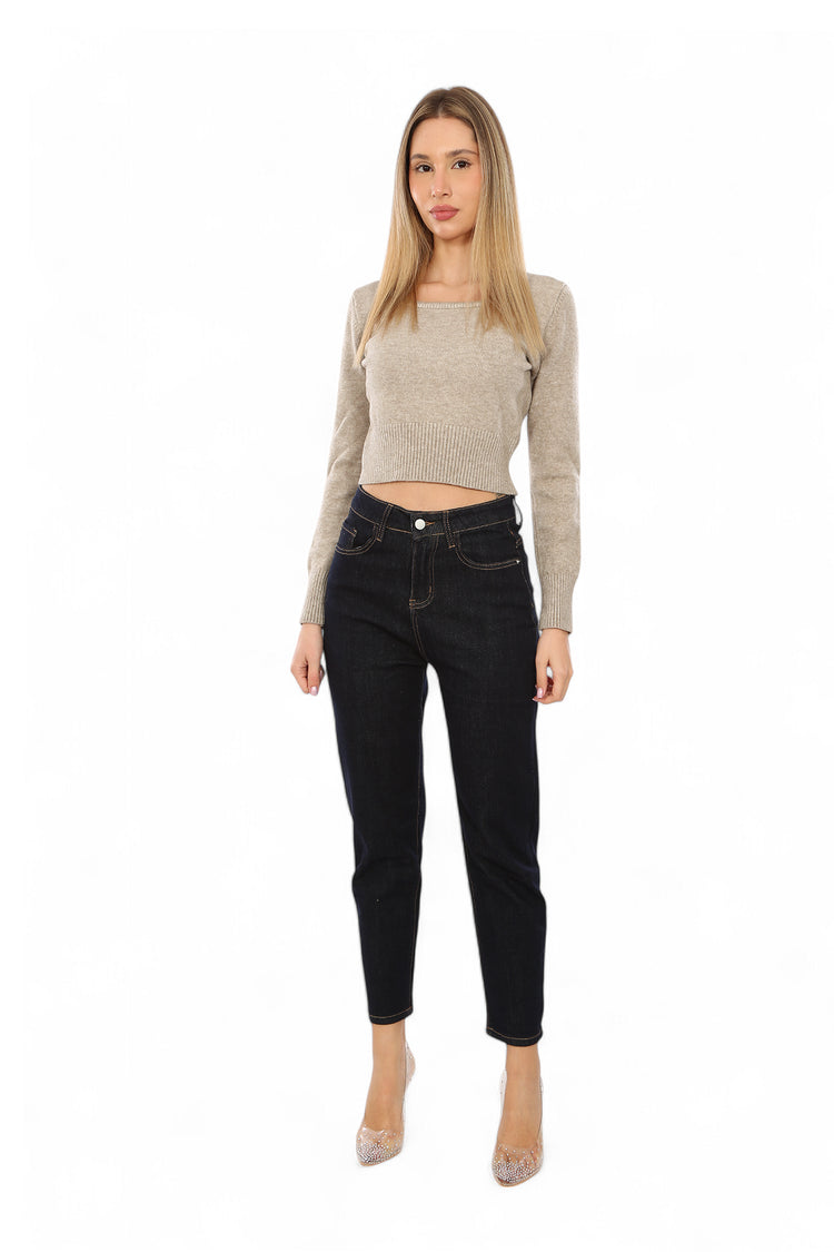 SQUARED KNITTED CROPPED-TOP