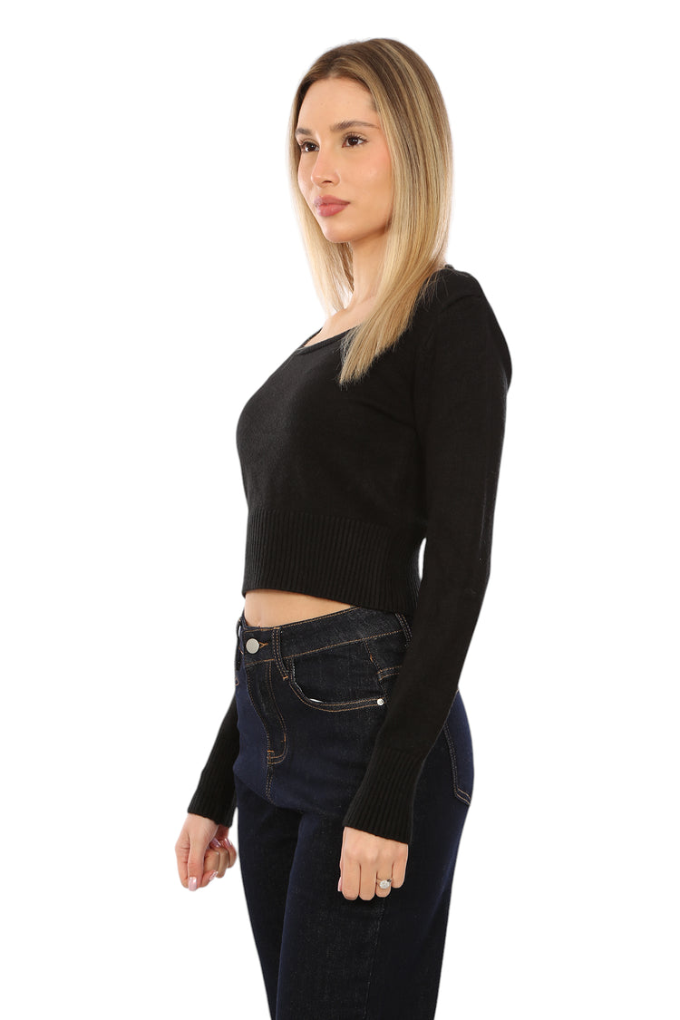 SQUARED KNITTED CROPPED-TOP