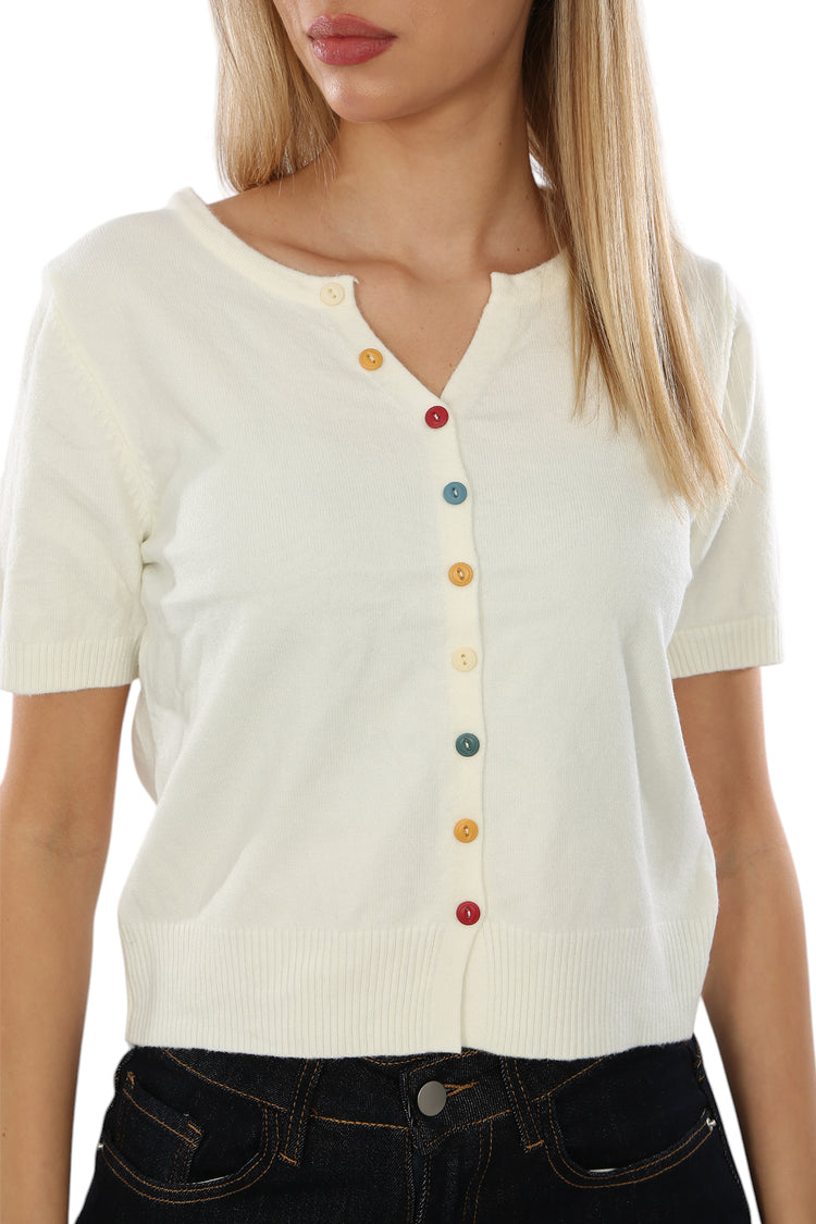 MULTI-COLORED BUTTON UP TOP