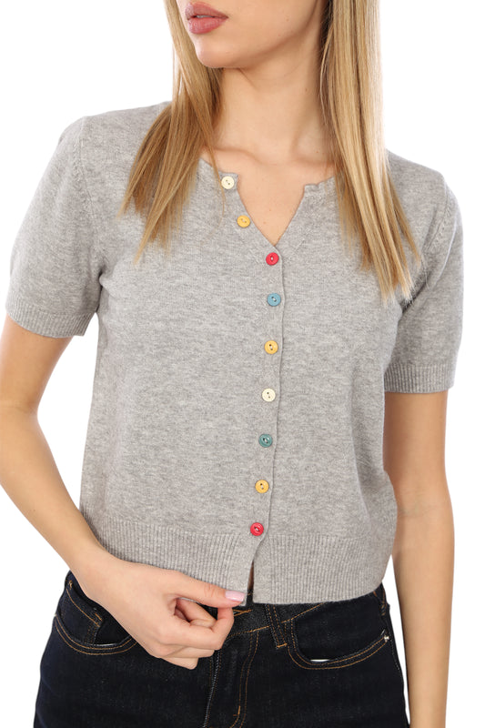 MULTI-COLORED BUTTON UP TOP