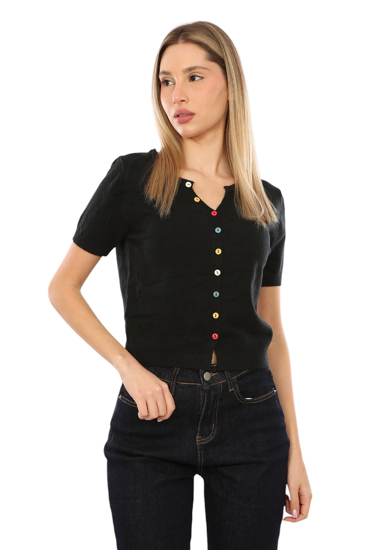 MULTI-COLORED BUTTON UP TOP