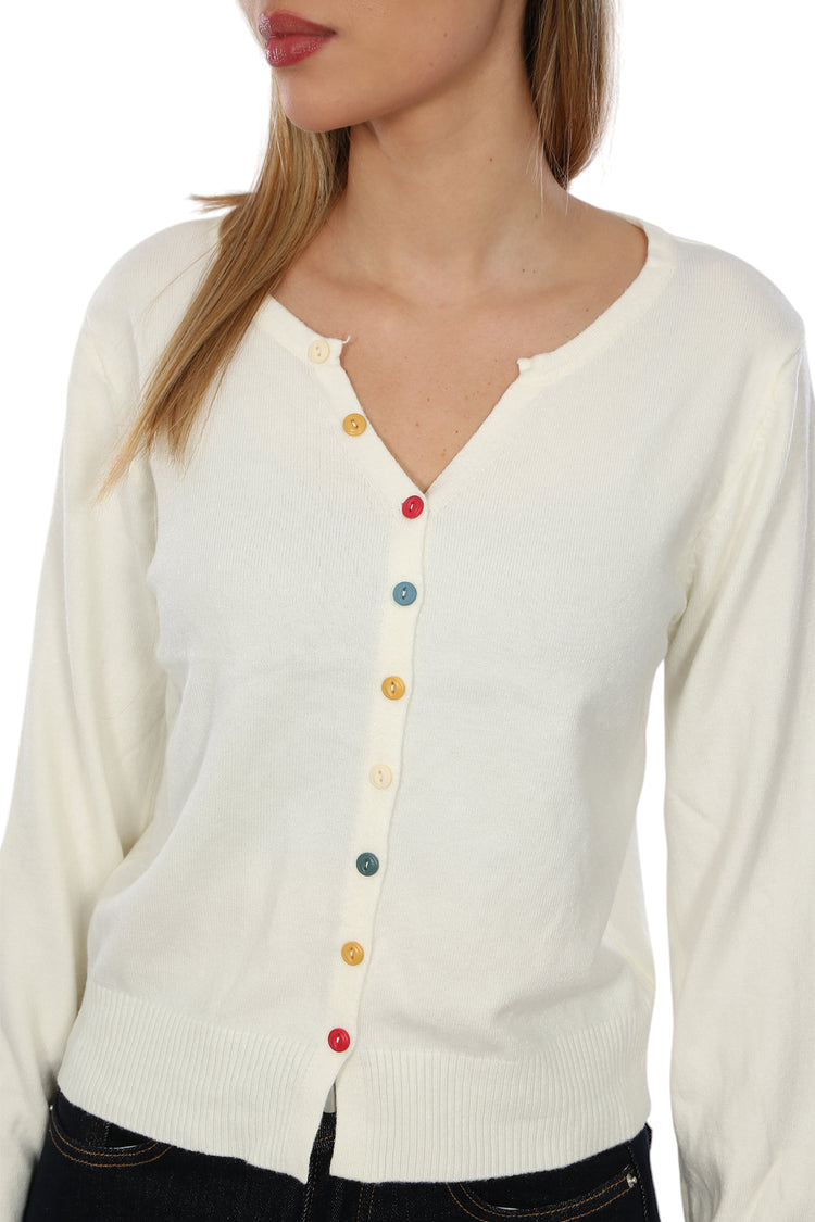 MULTI-COLORED BUTTON UP TOP