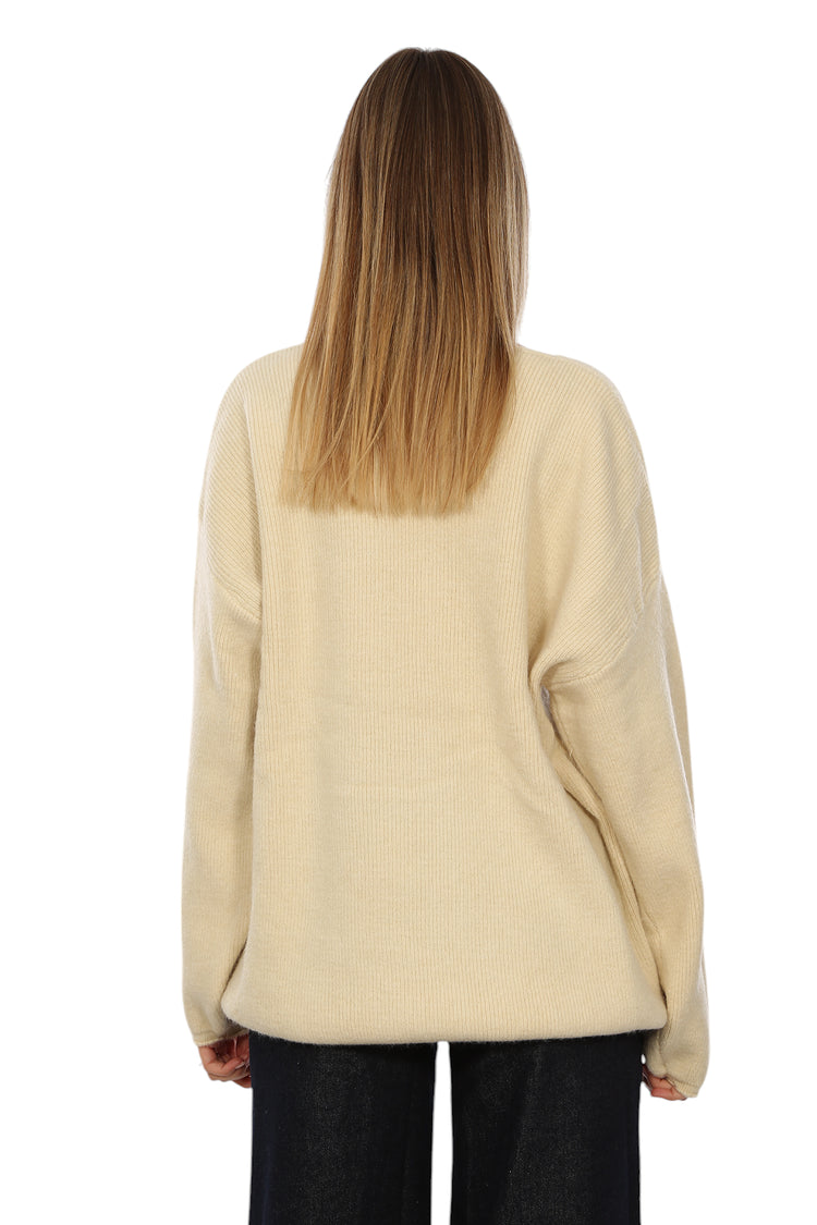 OVER-SIZED V NECK KNITTED SWEATER