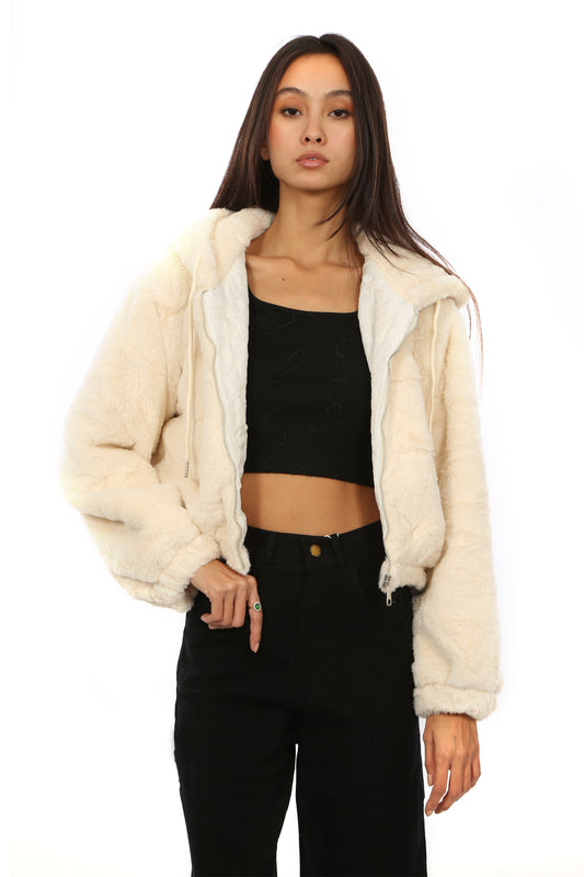 FUR JACKET WITH HOODIE