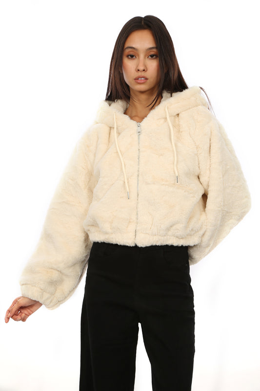 FUR JACKET WITH HOODIE