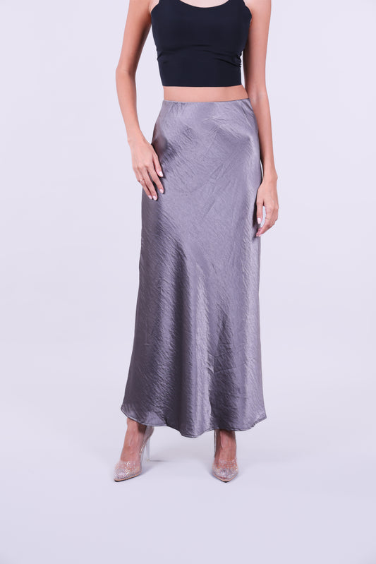 SATIN BIAS-CUT MAXI SKIRT