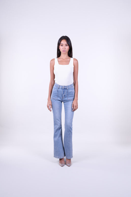 RIBBED SQUARE NECK SLEEVELESS TOP