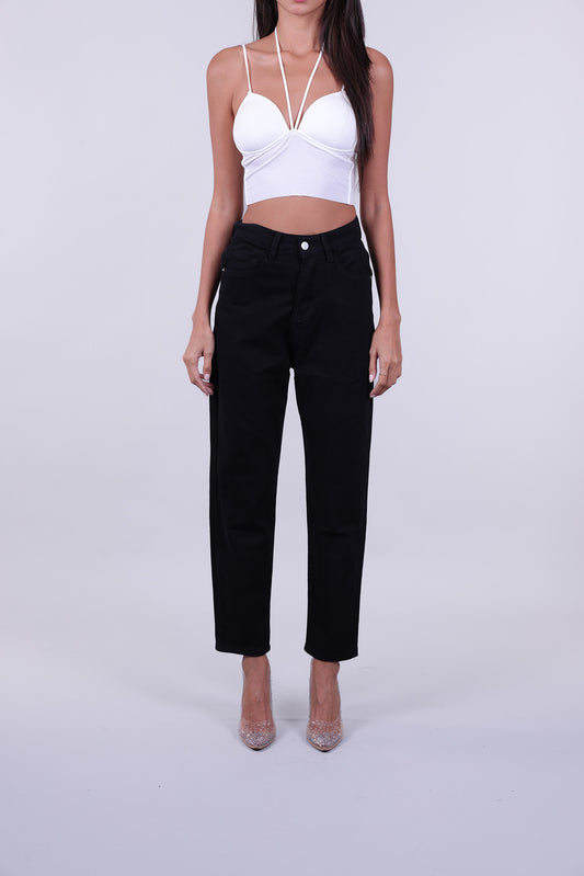 HIGH-WAISTED TAPERED JEANS