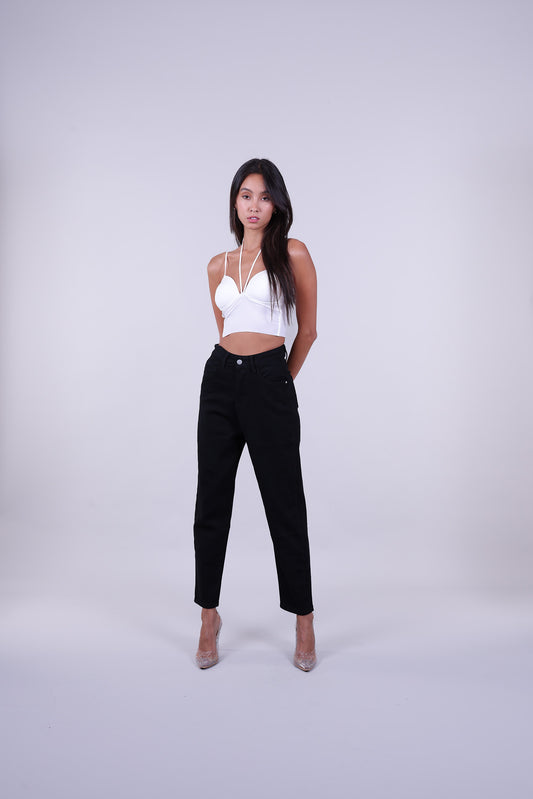 HIGH-WAISTED TAPERED JEANS