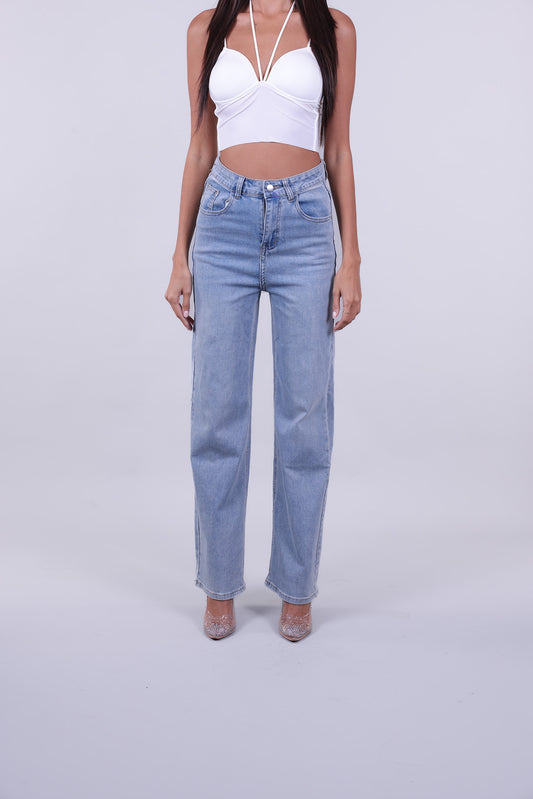 SPLIT SEAM STRAIGHT JEANS