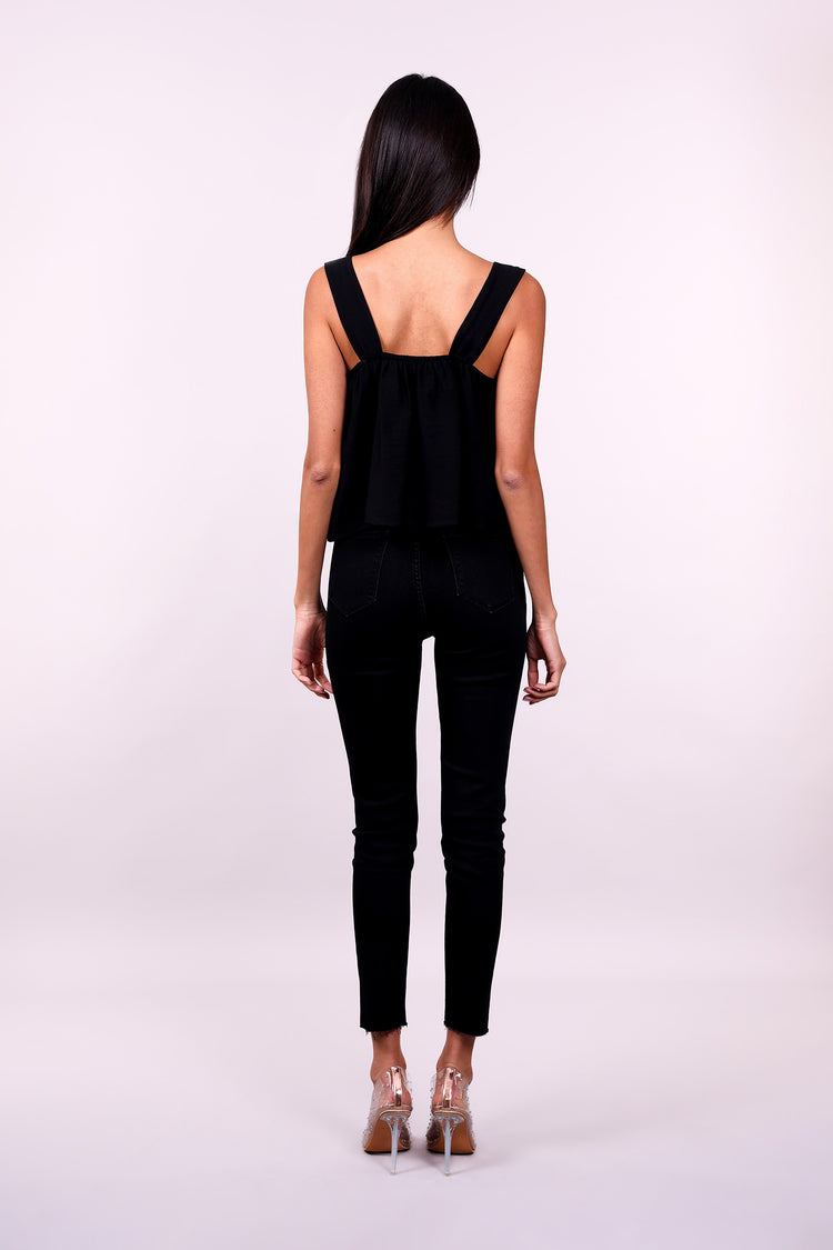 LINEN SQUARED-NECK TOP