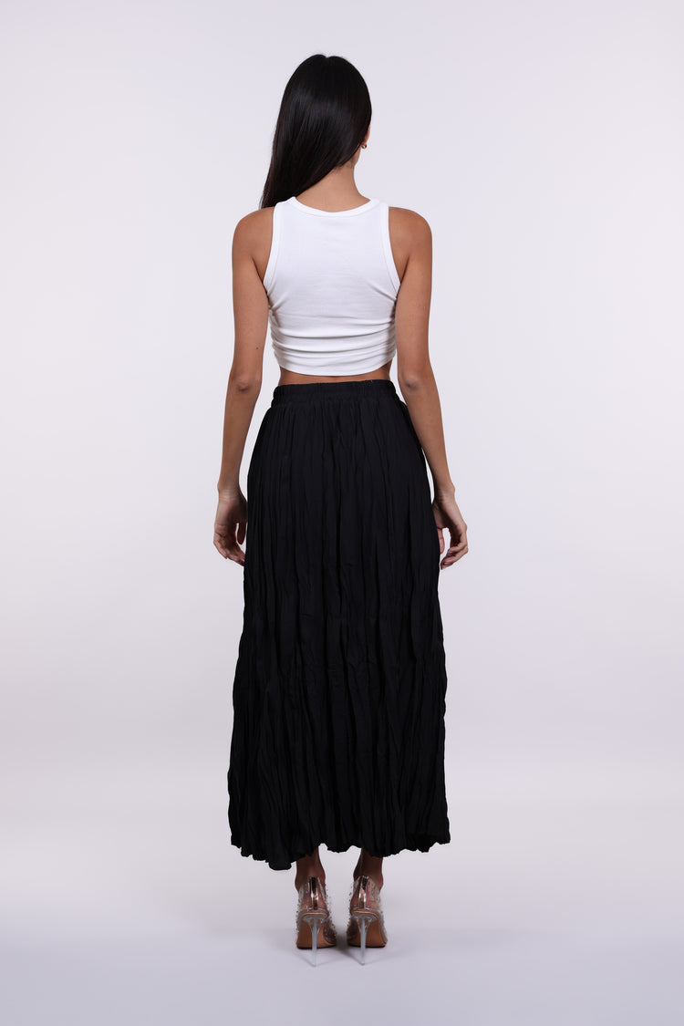 WRINKLED FLOWY MAXI SKIRT