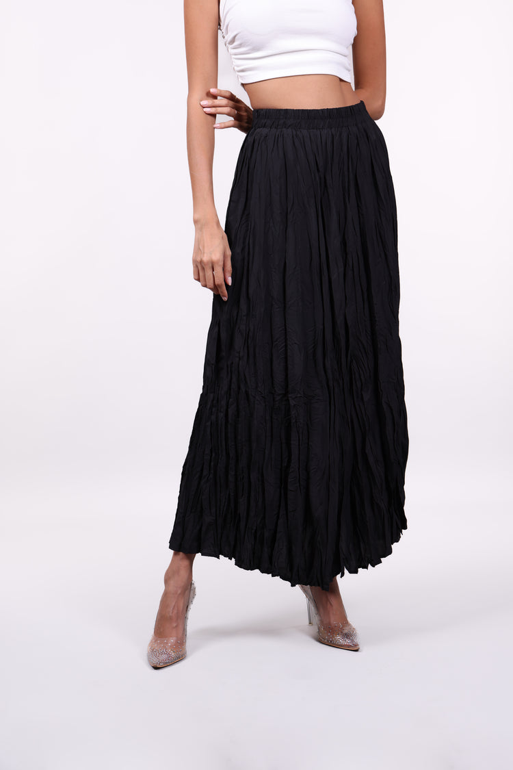 WRINKLED FLOWY MAXI SKIRT