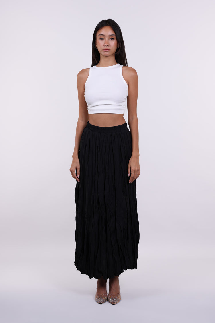 WRINKLED FLOWY MAXI SKIRT