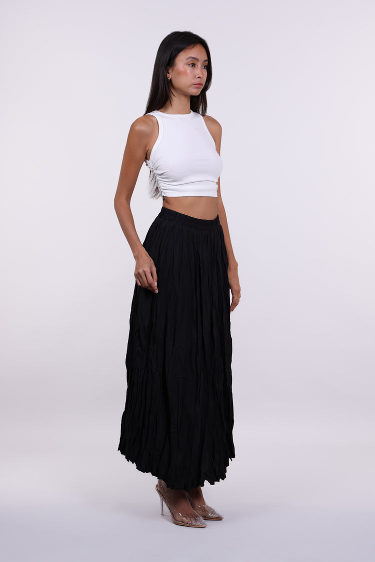 WRINKLED FLOWY MAXI SKIRT