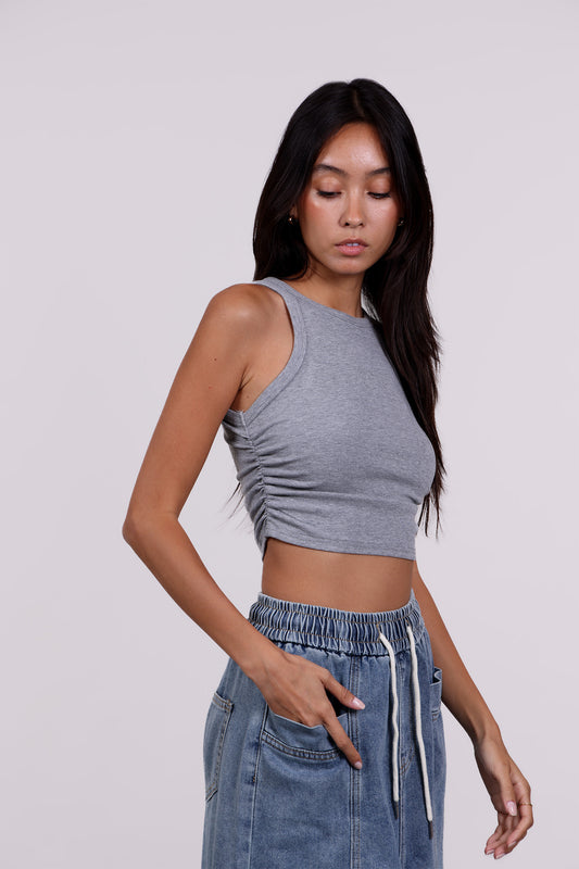 SCRUNCHED SIDE CROP-TOP