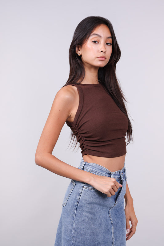 SCRUNCHED SIDE CROP-TOP
