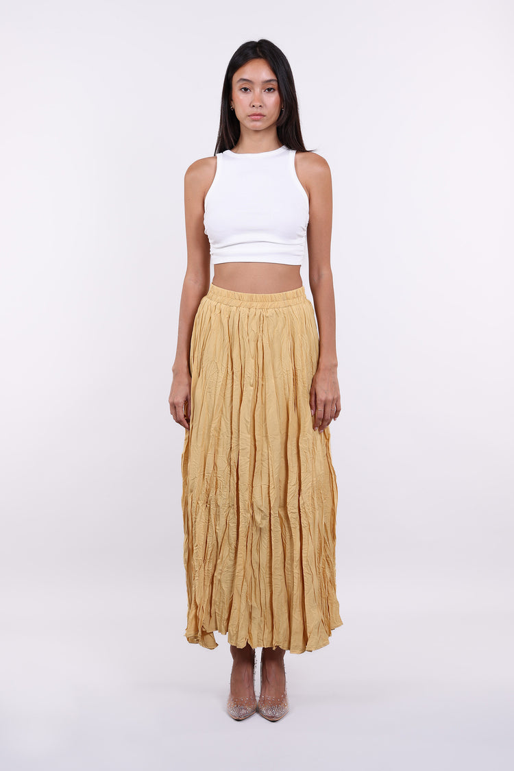 WRINKLED FLOWY MAXI SKIRT